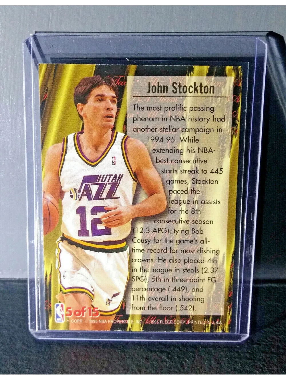 1995-96 John Stockton Fleer Ultra All-NBA Team #5 Basketball Card